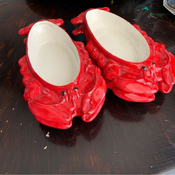 Set of 4 Vintage Red Crab Ceramic Serving Dishes – Coastal Lobster Bake Bowls - Picture 1 of 13